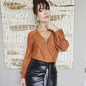 Privy Metallic Surplice Bodysuit